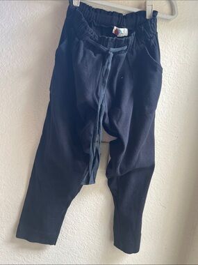 Relaxed Drawstring Ankle Pants - Black